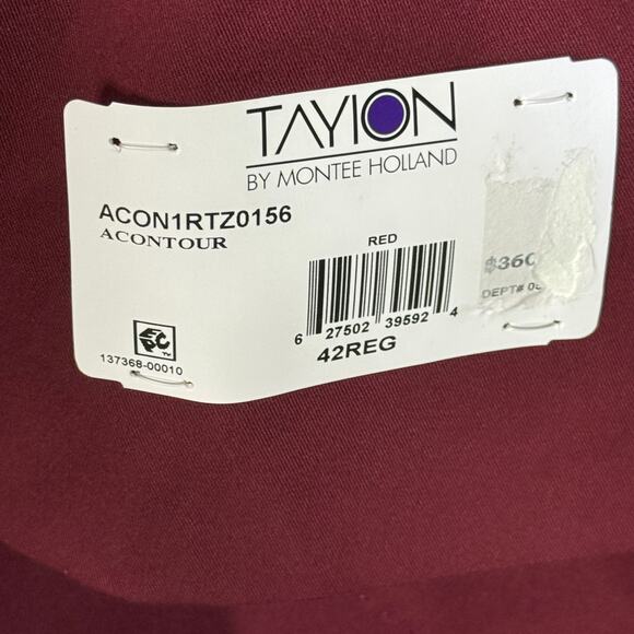 Tayion Collection Mens Classic-Fit Plaid Suit Jacket Red 42R $360 - Picture 7 of 10